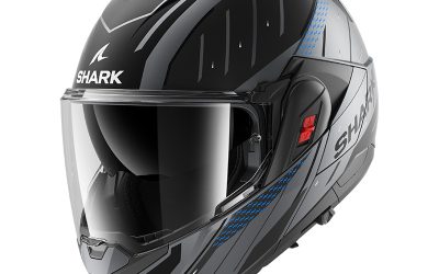 Casco modulare SHARK OXO RYDGER Mat Anthracite Blue Black ABK FLIP-BACK helmet