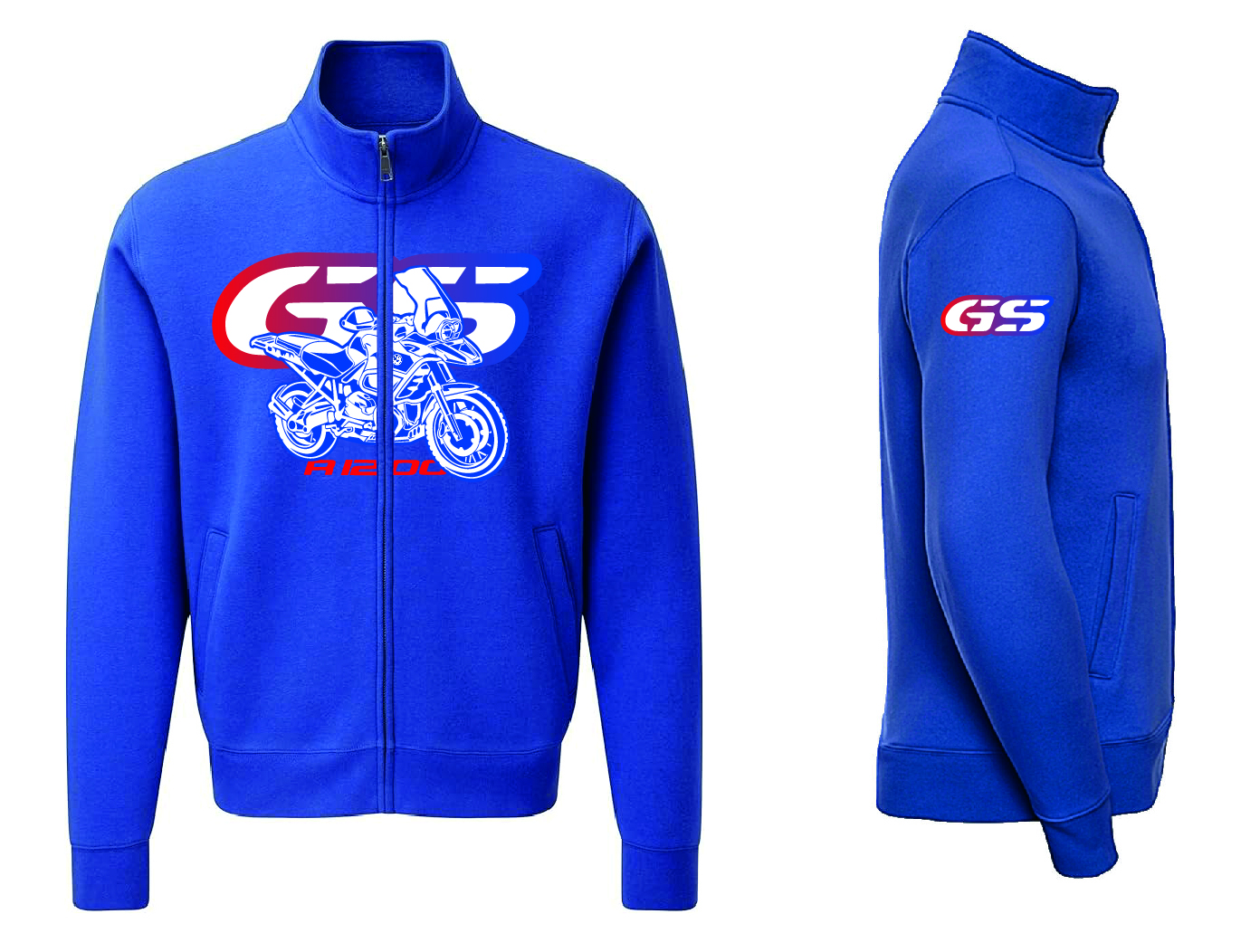 Felpa con zip blu personalizzata BMW R1200 GS Sweatshirt
