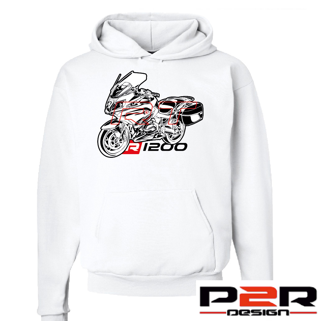 Felpa bianca Nera personalizzata BMW R1200 RT Hoodie Sweatshirt