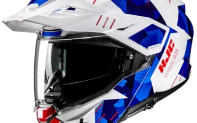 Casco modulare Adventure HJC I80 ROKI MC21 WHITE BLU RED casque