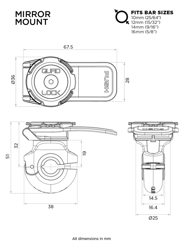 Supporto per smartphone QUAD LOCK per specchietto retrovisore