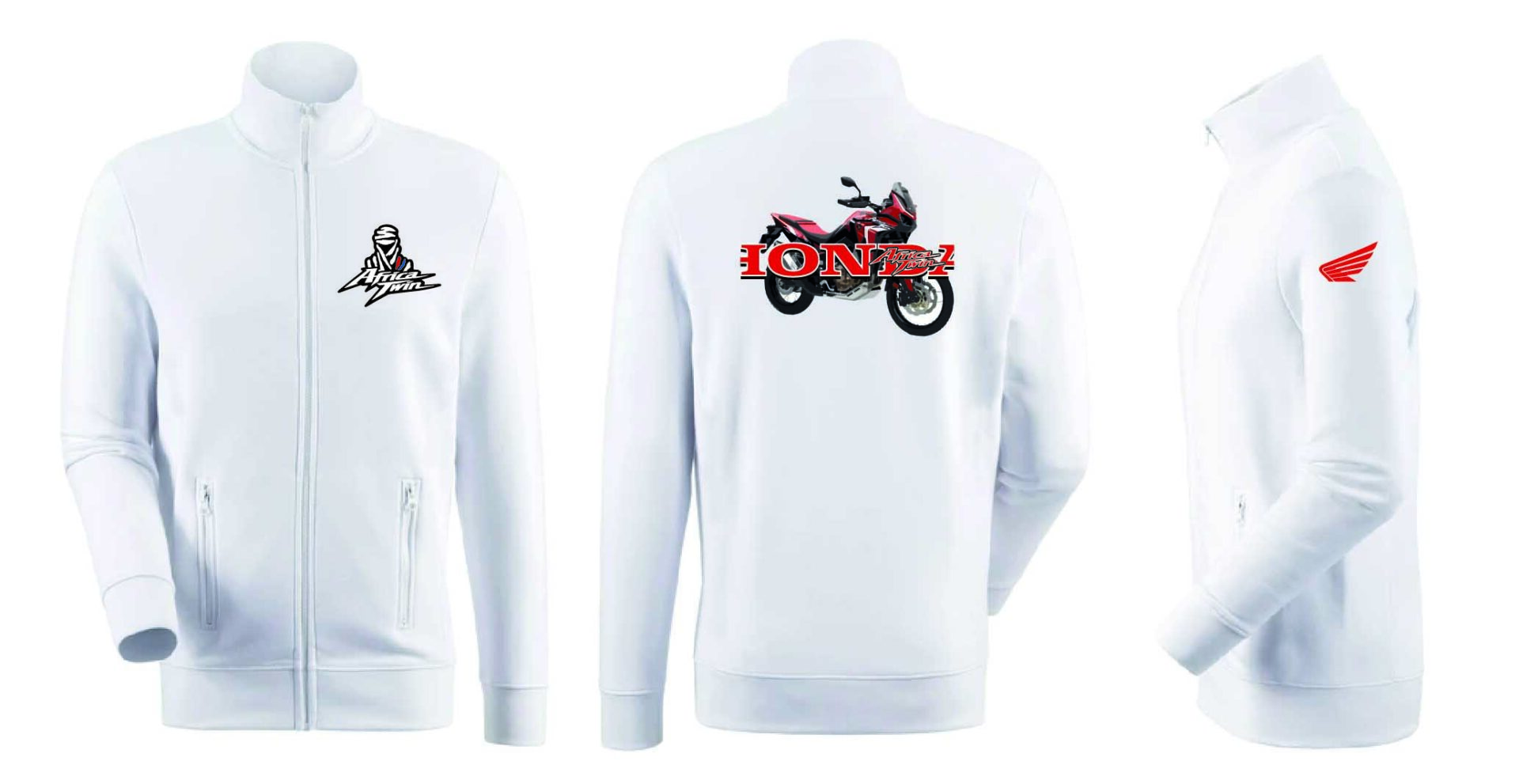 Felpa bianca con zip Honda Africa Twin 02