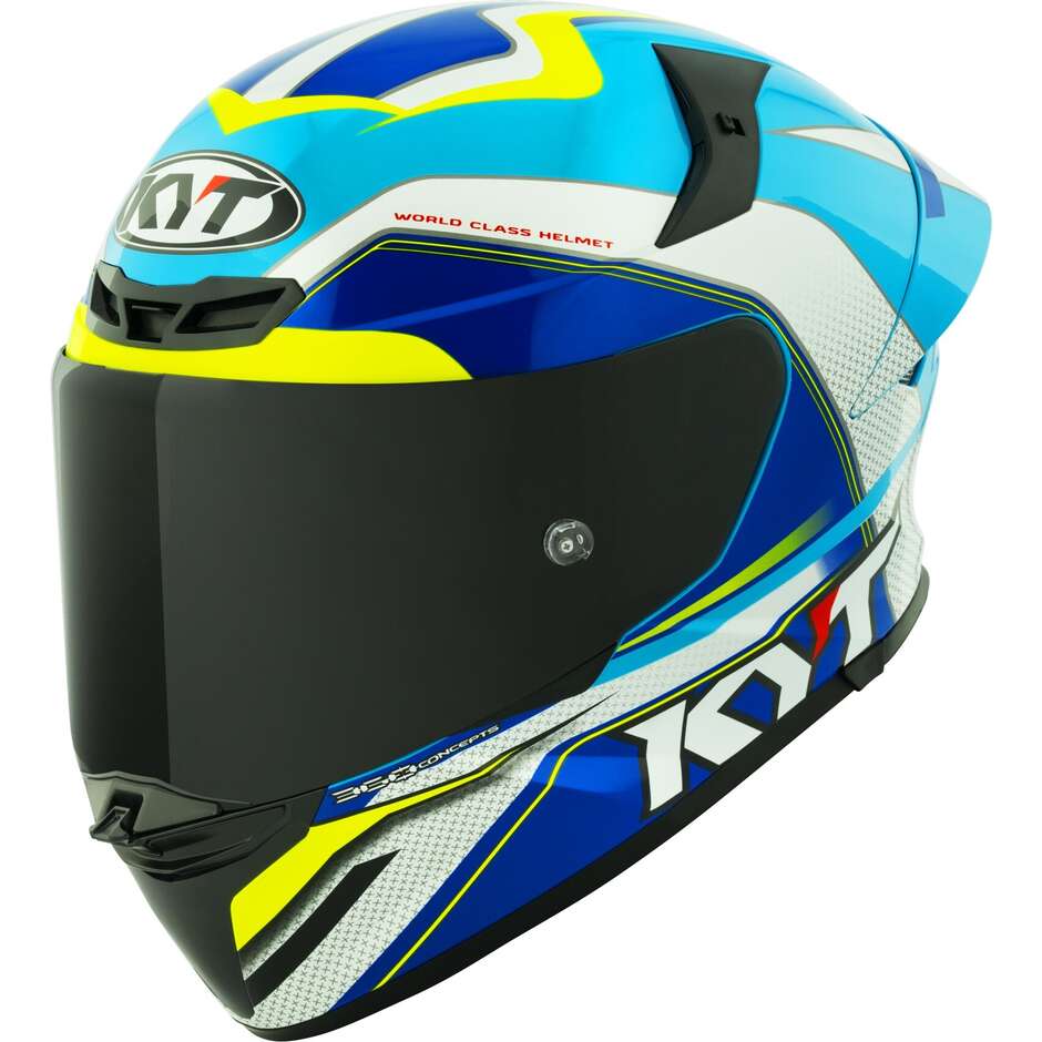 Casco integrale KYT TT-REVO Gran Prix White Blue helmet casque