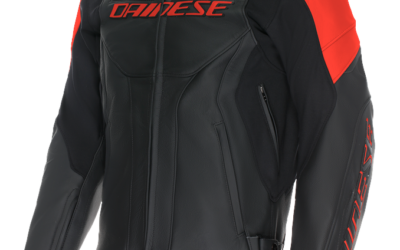 Giacca pelle Dainese RACING 5 Black FLUO RED leather jacket