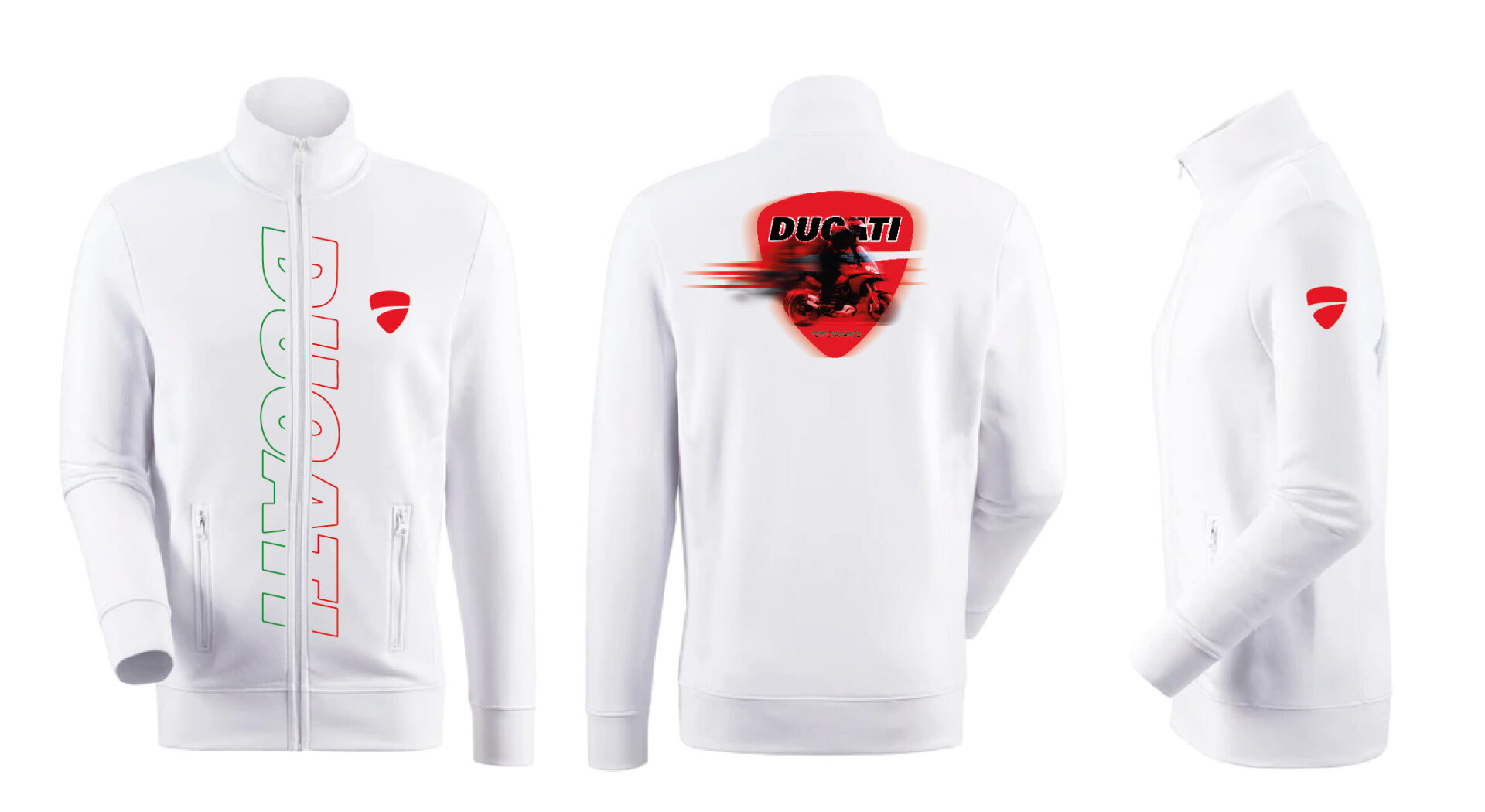 Felpa con zip bianca personalizzata Ducati Sweatshirt