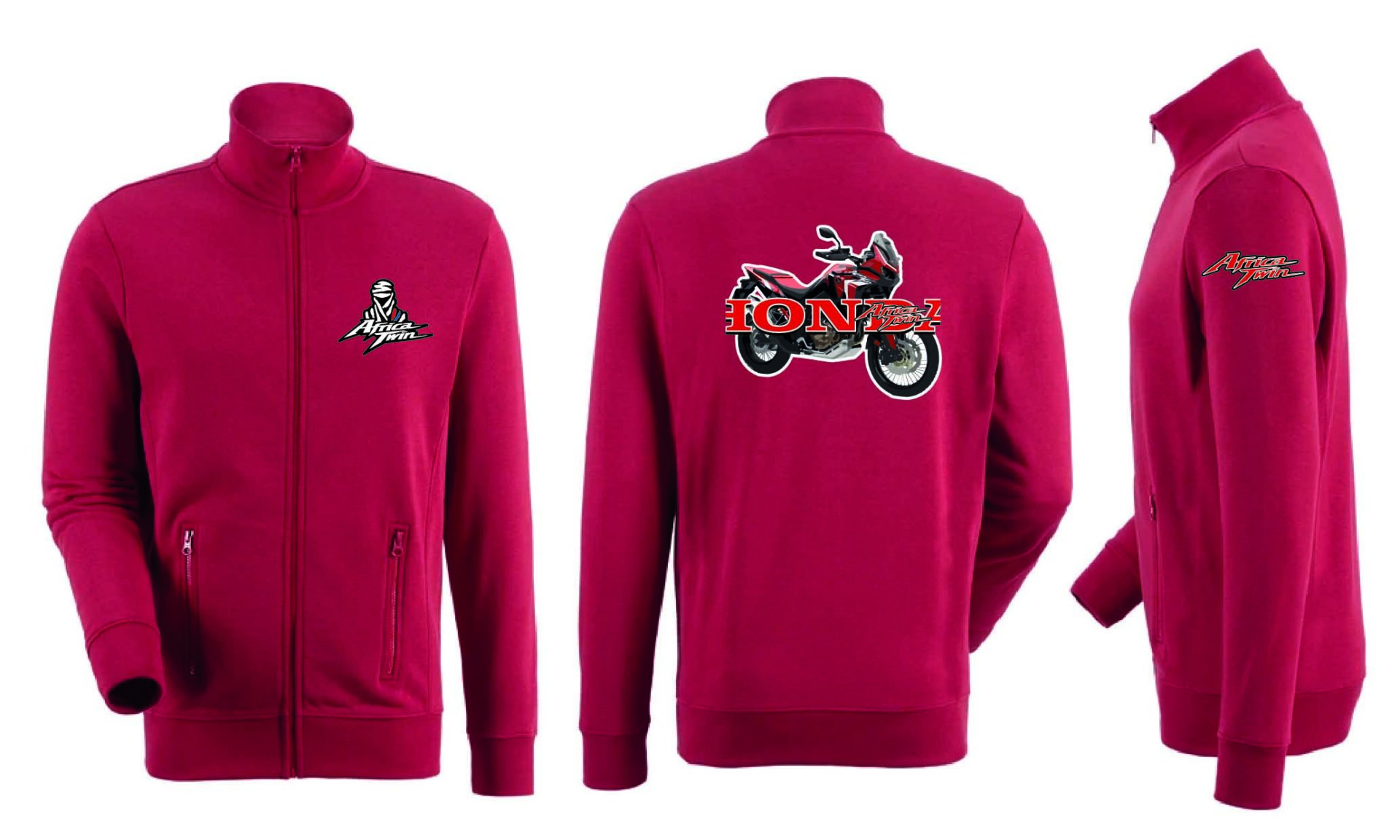 Felpa Rossa con zip Honda Africa Twin 01