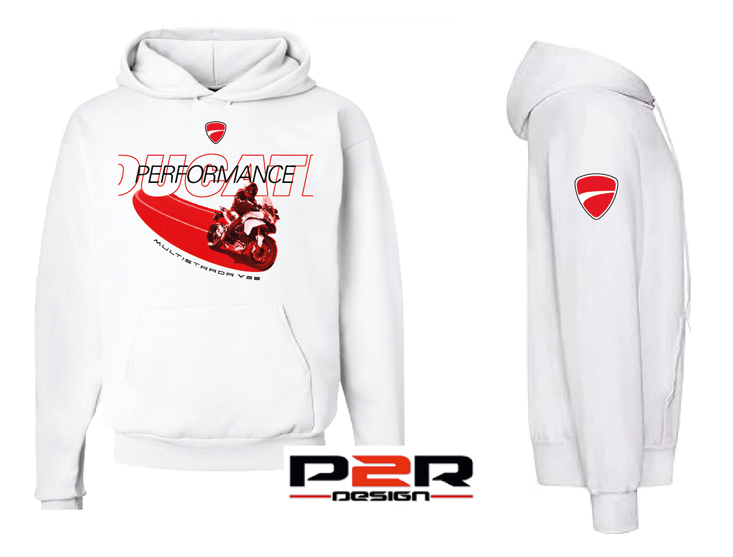 Felpa bianca personalizzata Ducati Multistrada Hoodie Sweatshirt