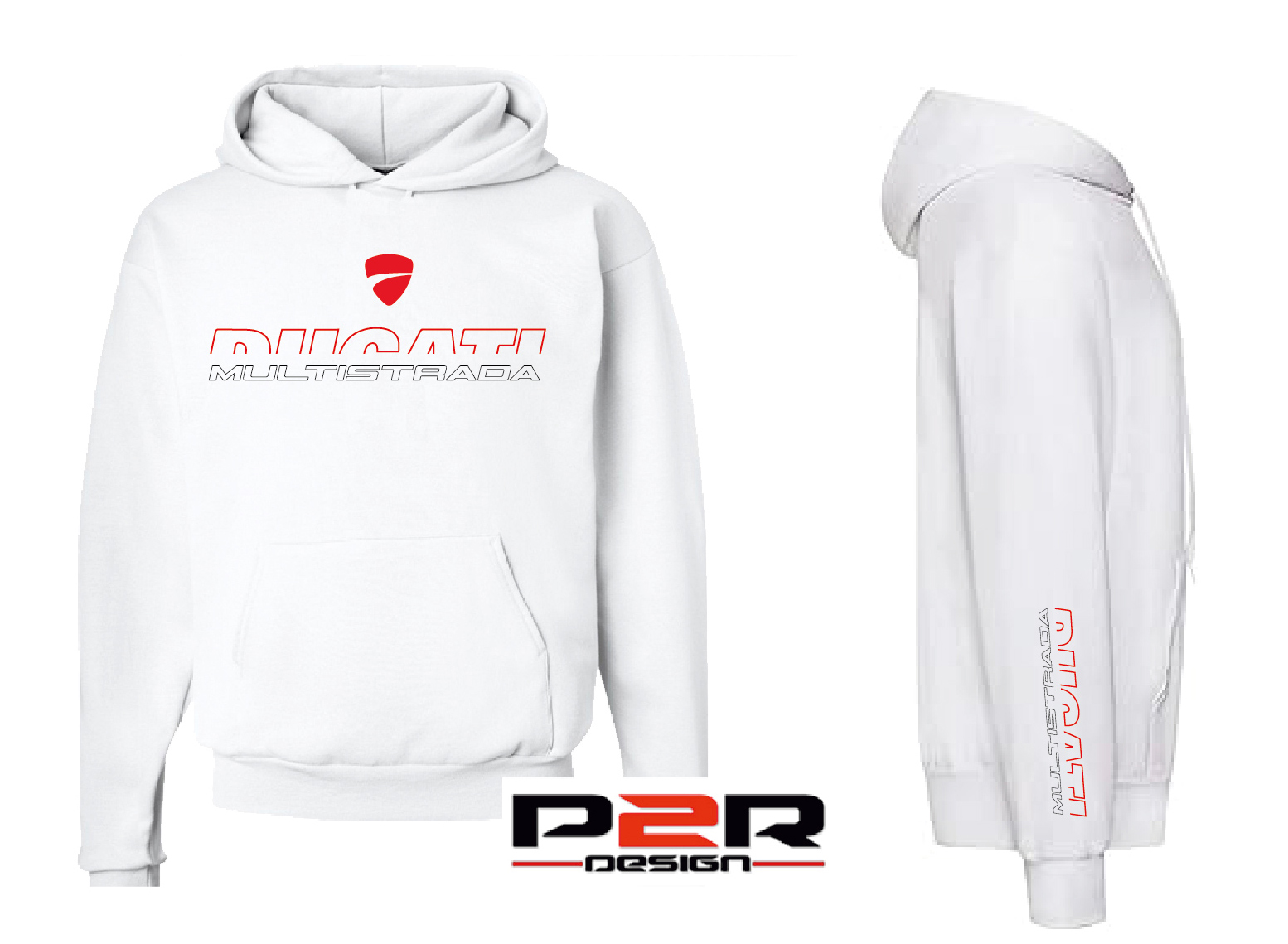 Felpa bianca personalizzata Ducati Multistrada Hoodie Sweatshirt