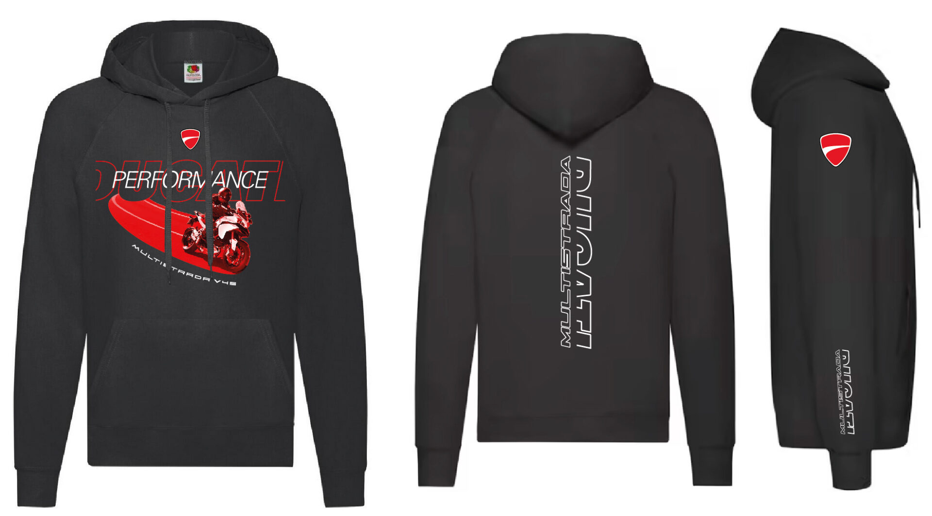 Felpa hoodie nera ducati multistrada
