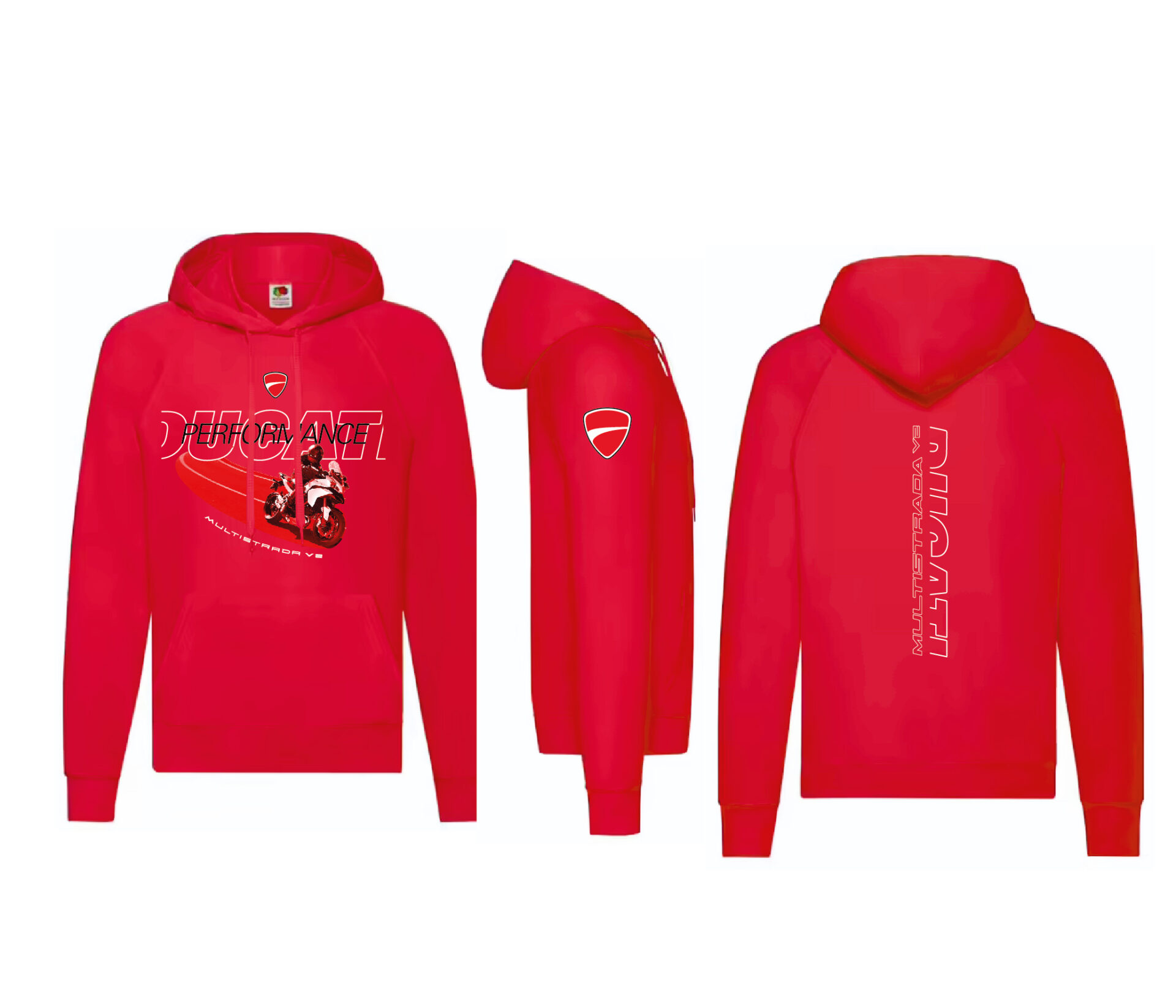 Felpa hoodie rossa ducati multistrada