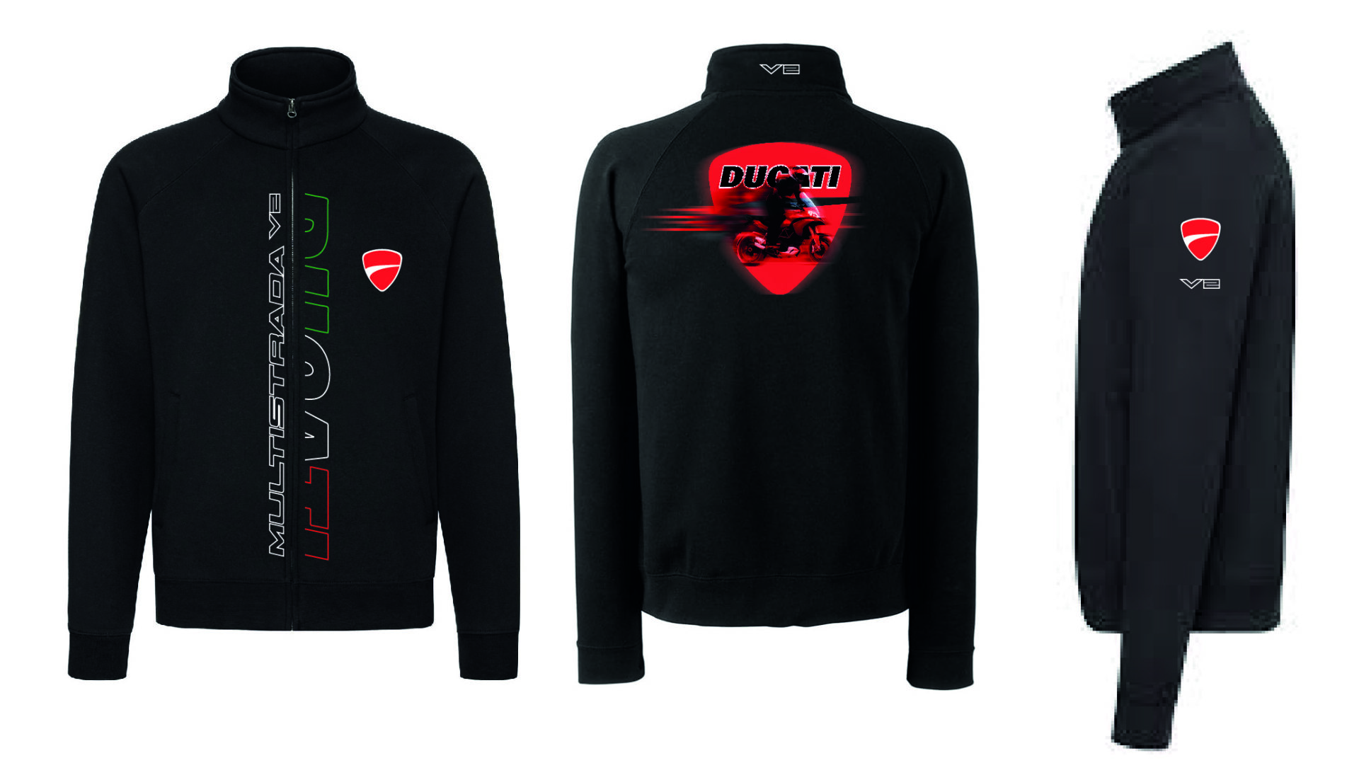 Felpa nera con zip Ducati multistrada