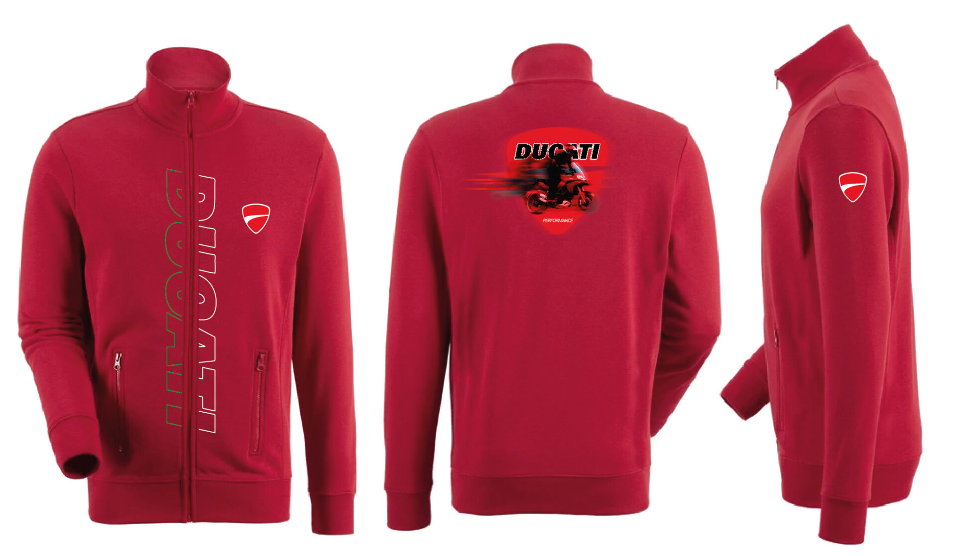 Felpa con zip rossa personalizzata Ducati Sweatshirt