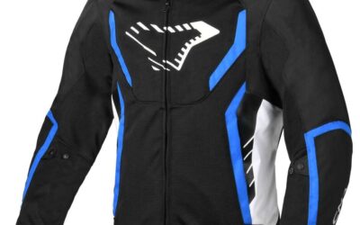 Giacca Moto Estiva Softshell Macna Grisco Nero Bianco Blu