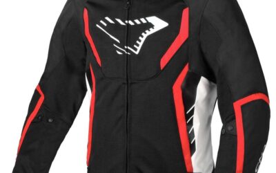 Giacca Moto Estiva Softshell Macna Grisco Nero Bianco Rosso