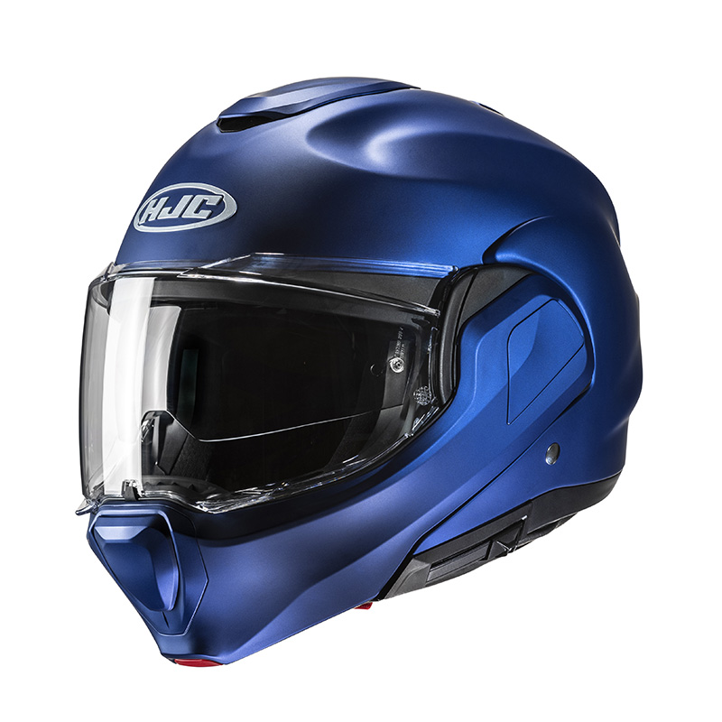 Casco modulare ribaltabile fibra Hjc F100 SEMI FLAT BLU flip back fiber helmet