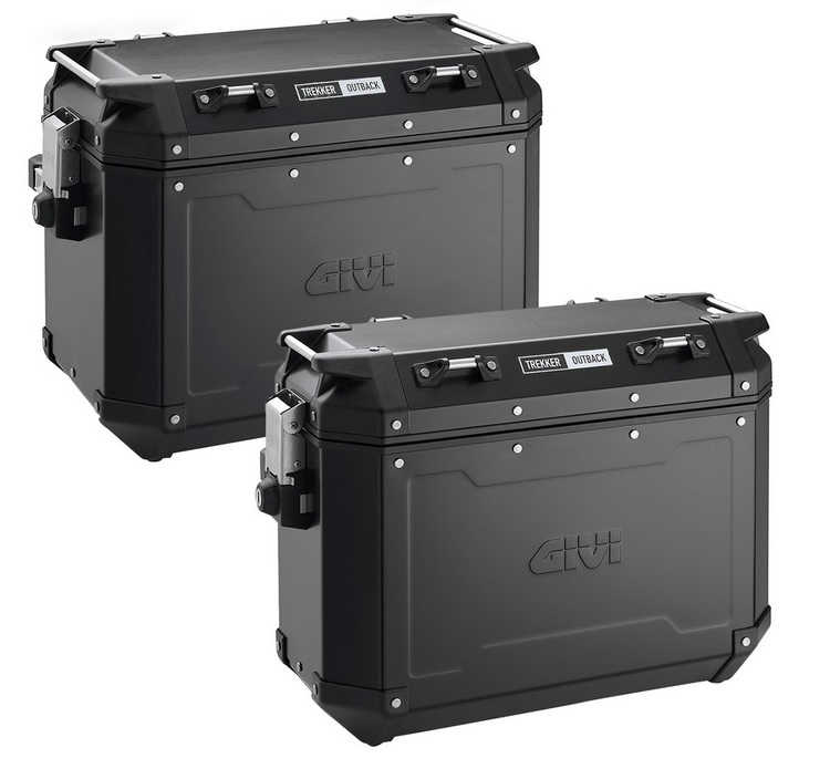 Valigie laterali Givi OBKE4837BPACK2 Trekker Outback 37 48 Destra Sinistra Alluminio Nero Side Cases