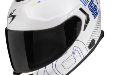 Casco integrale Scorpion Exo-GT Sp Air TECHLINE WHITE BLU YELLOW helmet casque