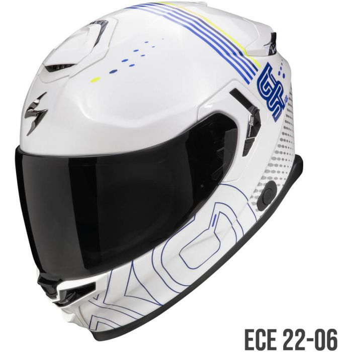 Casco integrale Scorpion Exo-GT Sp Air TECHLINE WHITE BLU YELLOW helmet casque