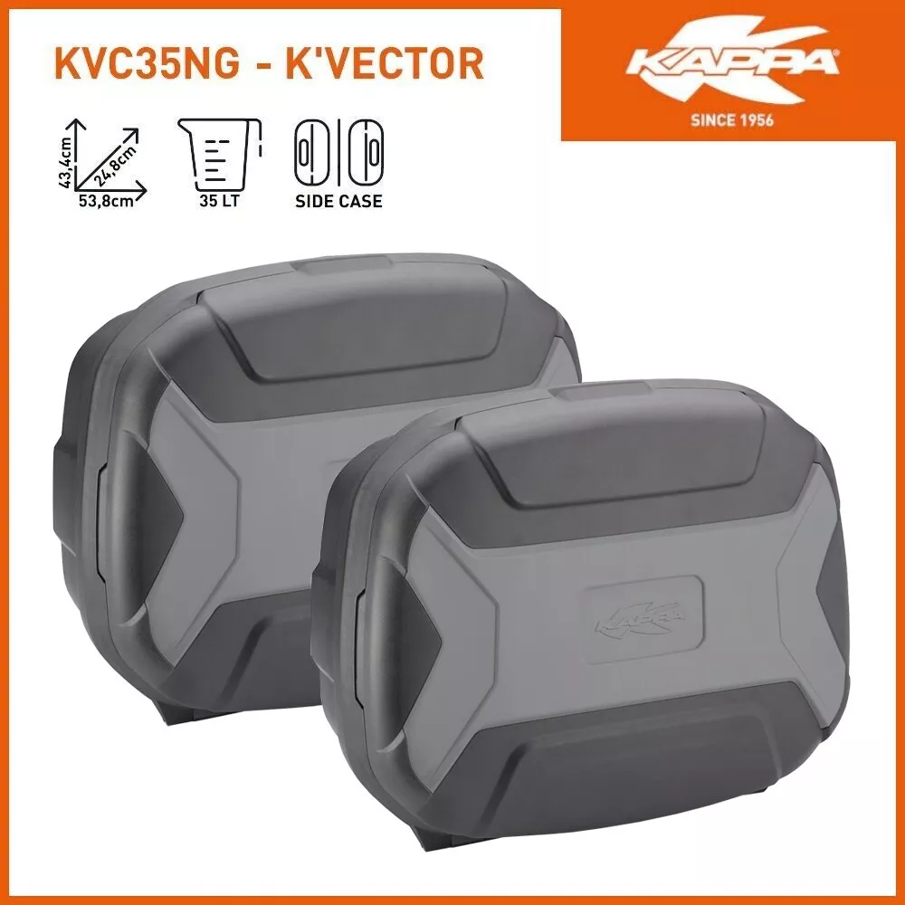 Coppia valigie laterali Kappa Vector Monokey KVC35NGPACK2 da 35 litri Nero e grigio