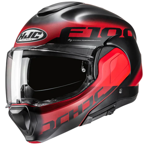 Casco modulare ribaltabile fibra Hjc F100 HETAL MC1SF ROSSO RED flip back fiber helmet