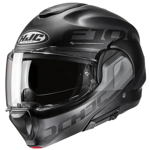 Casco modulare ribaltabile fibra Hjc F100 HETAL MC5SF NERO GRIGIO BLACK GREY flip back fiber helmet