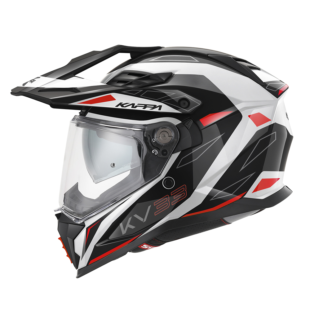 Casco KAPPA KV33 WIZARD BIANCO NERO ROSSO WHITE BLACK RED integrale moto on off adventure enduro motard helmet casque