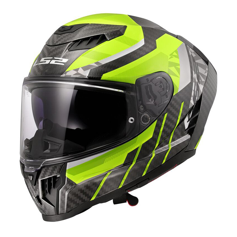 Casco Integrale carbonio moto LS2 FF807 Dragon Carbon Trax giallo yellow helmet