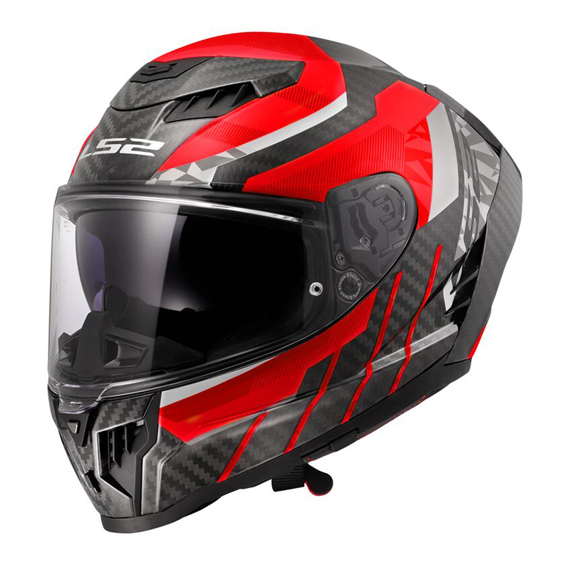 Casco Integrale carbonio moto LS2 FF807 Dragon Carbon Trax Rosso Red helmet