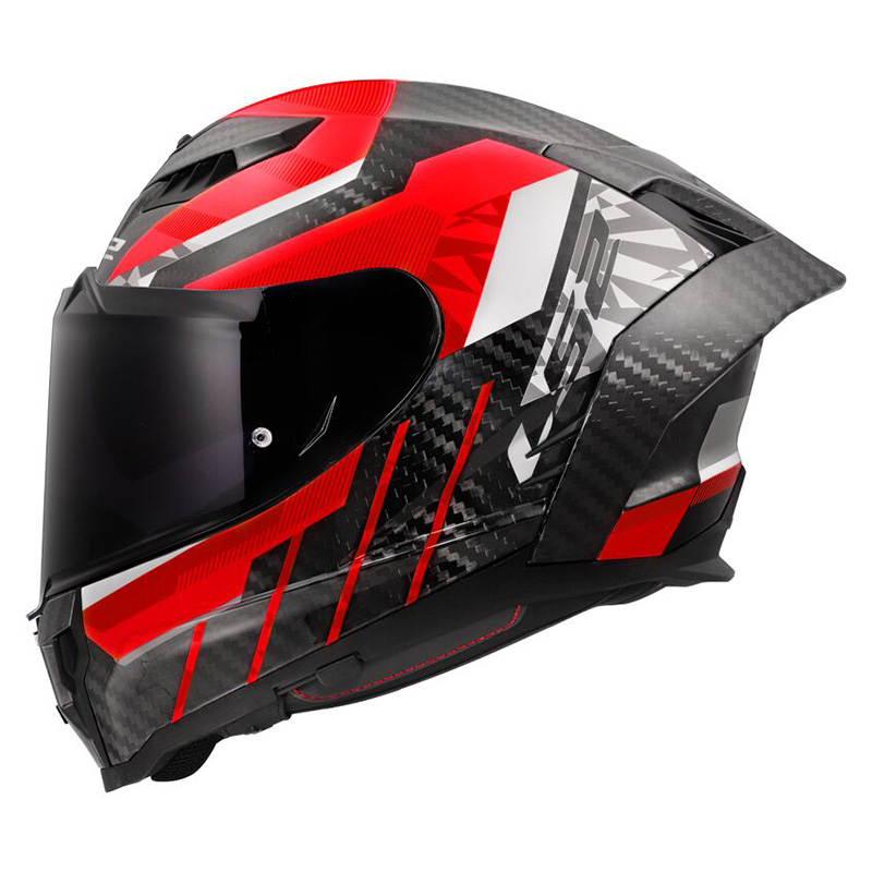 Casco Integrale carbonio moto LS2 FF807 Dragon Carbon Trax Rosso Red helmet