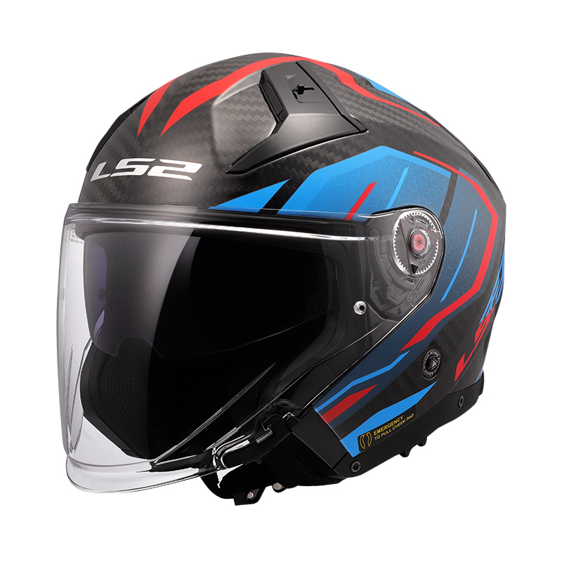 Casco JET LS2 OF603 Infinity 2 Carbon Urus Blu Red helmet