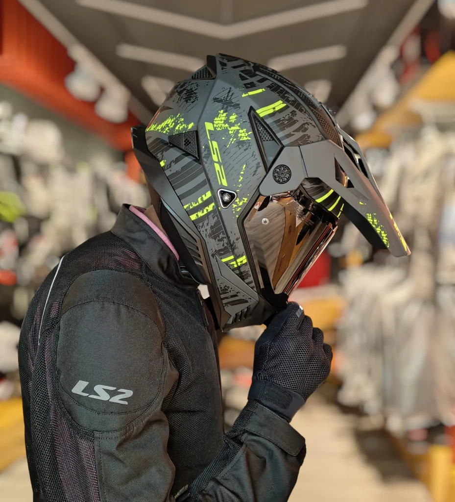 Casco Integrale Adventure LS2 MX702 Pioneer 2 Crazy giallo yellow helmet