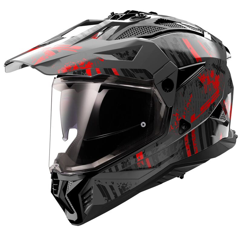 Casco Integrale Adventure LS2 MX702 Pioneer 2 Crazy rosso red helmet