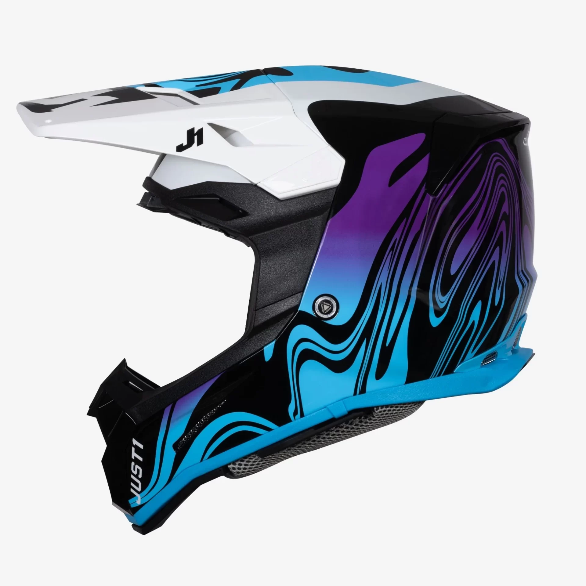 Casco moto cross JUST1 J22-F FLUID Blu helmet casque enduro off road