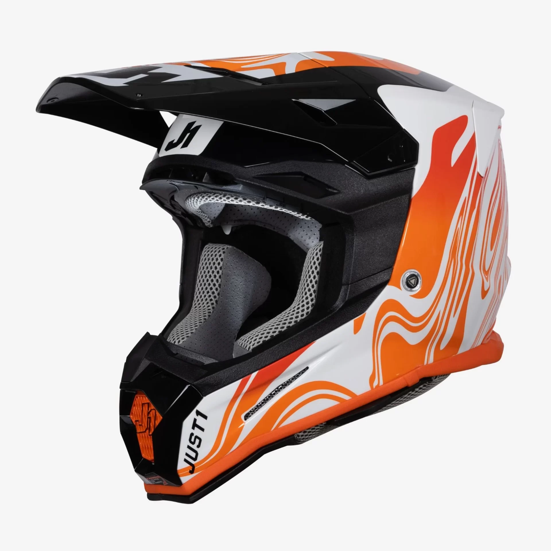 Casco moto cross JUST1 J22-F FLUID Arancione ORANGE WHITE helmet casque enduro off road