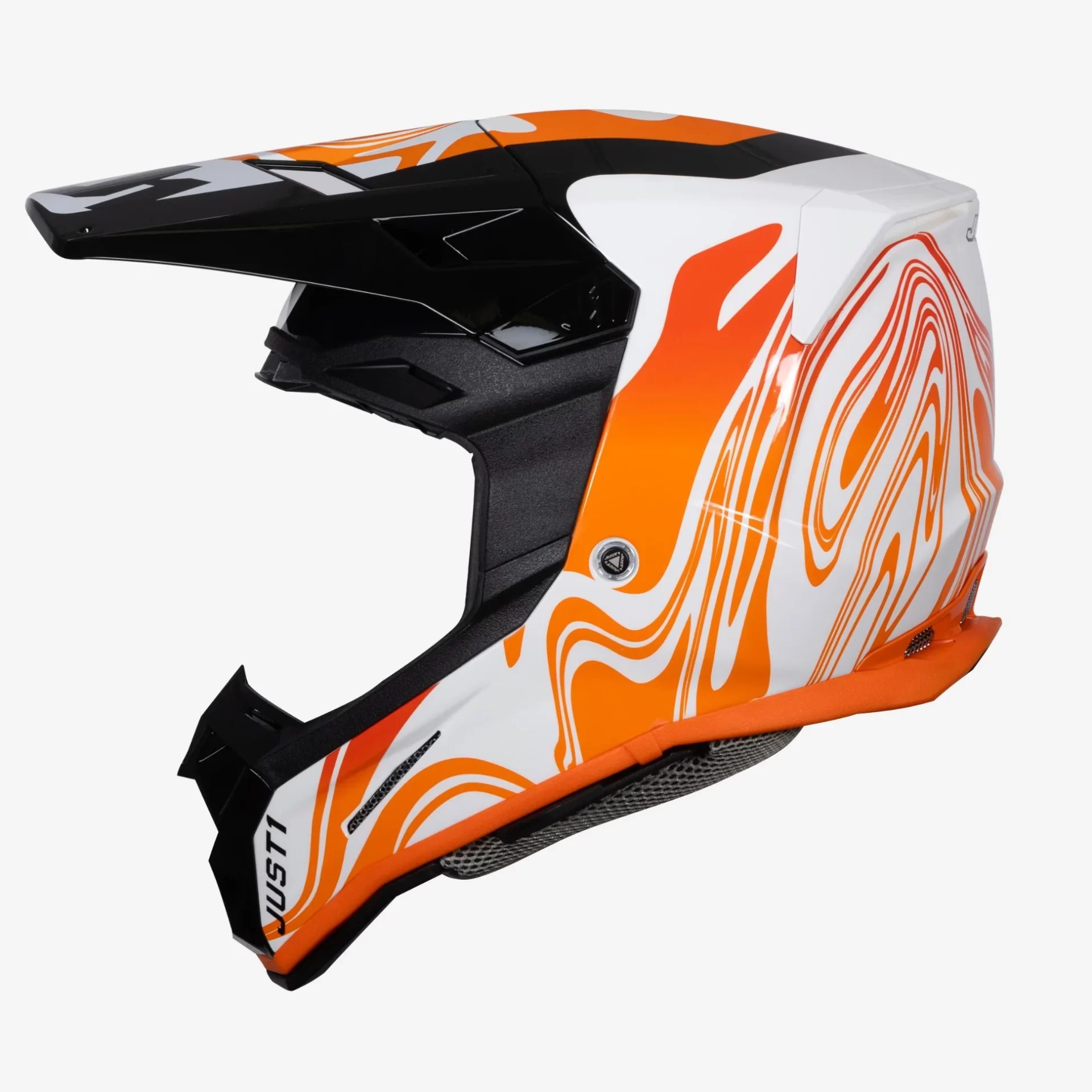 Casco moto cross JUST1 J22-F FLUID Arancione ORANGE WHITE helmet casque enduro off road