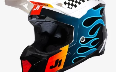 Casco cross JUST1 J40 Sixties Blu Black White helmet casque