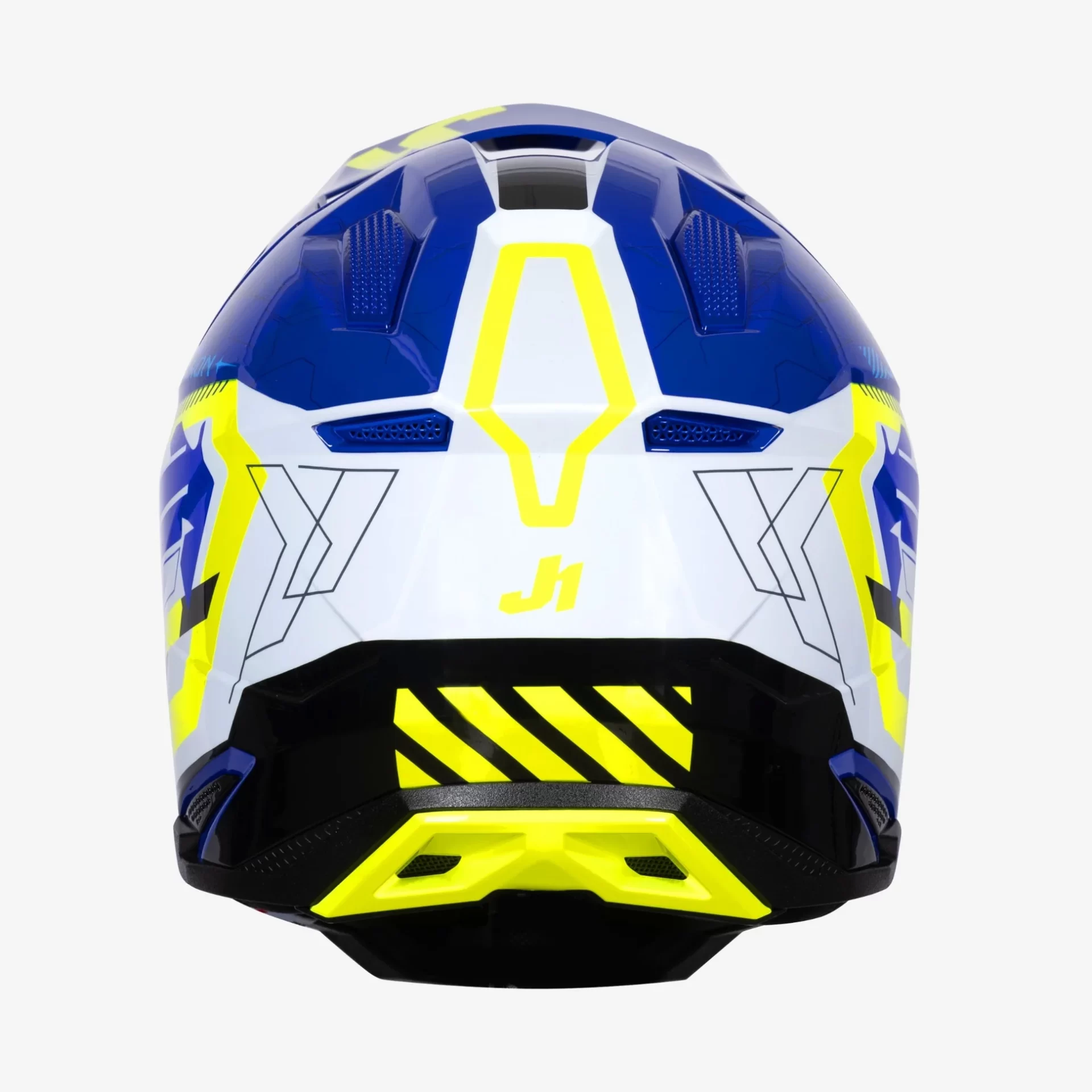 Casco moto cross JUST1 J40 Mission Giallo Fluo Yellow Blu helmet casque enduro off road