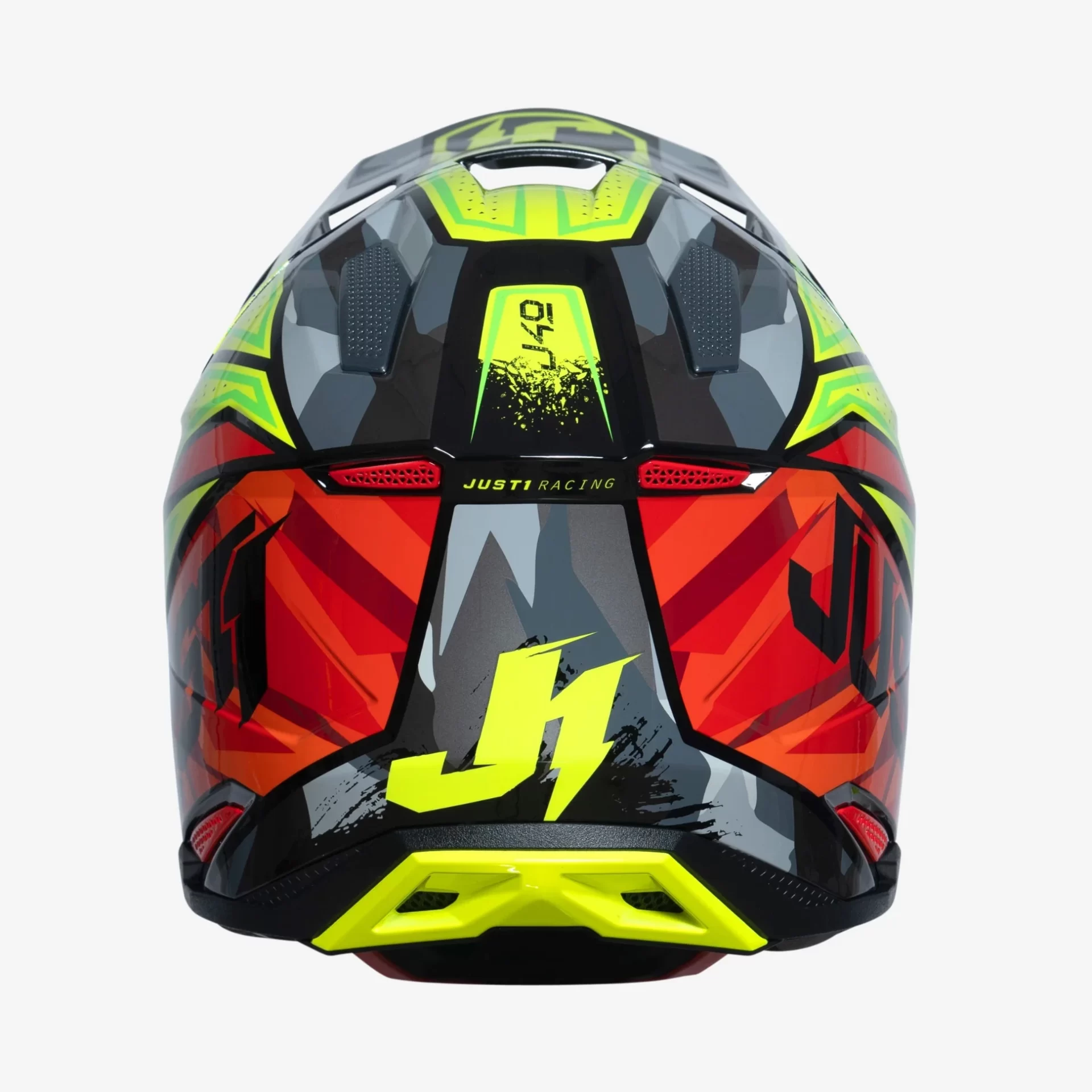 Casco moto cross JUST1 J40 Shooter Rosso Giallo Camo Red Yellow helmet casque enduro off road