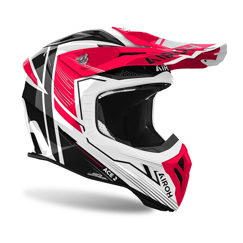 Casco moto cross fibra Airoh Aviator Ace 2 Engine Rosso Red helmet casque enduro motard off road