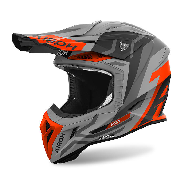 Casco moto cross fibra Airoh Aviator Ace 2 Ground Arancione Orange Matt helmet casque enduro motard off road