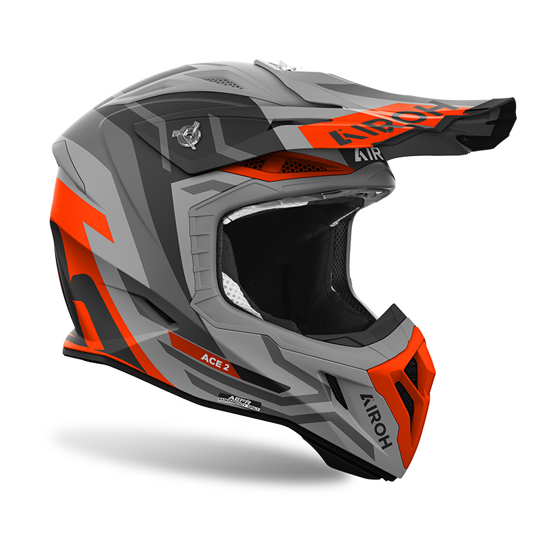 Casco moto cross fibra Airoh Aviator Ace 2 Ground Arancione Orange Matt helmet casque enduro motard off road