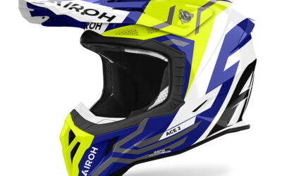 Casco cross Airoh Aviator Ace 2 Ground Blu Yellow Matt helmet casque