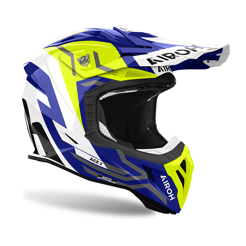 Casco moto cross fibra Airoh Aviator Ace 2 Ground giallo yellow helmet casque enduro motard off road