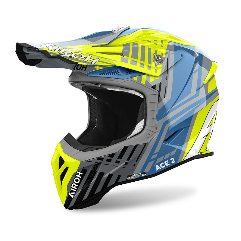 Casco moto cross Airoh Aviator Ace 2 Proud Giallo Yellow helmet casque enduro motard off road