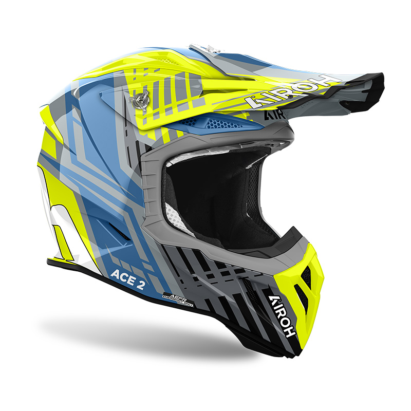 Casco moto cross Airoh Aviator Ace 2 Proud Giallo Yellow helmet casque enduro motard off road