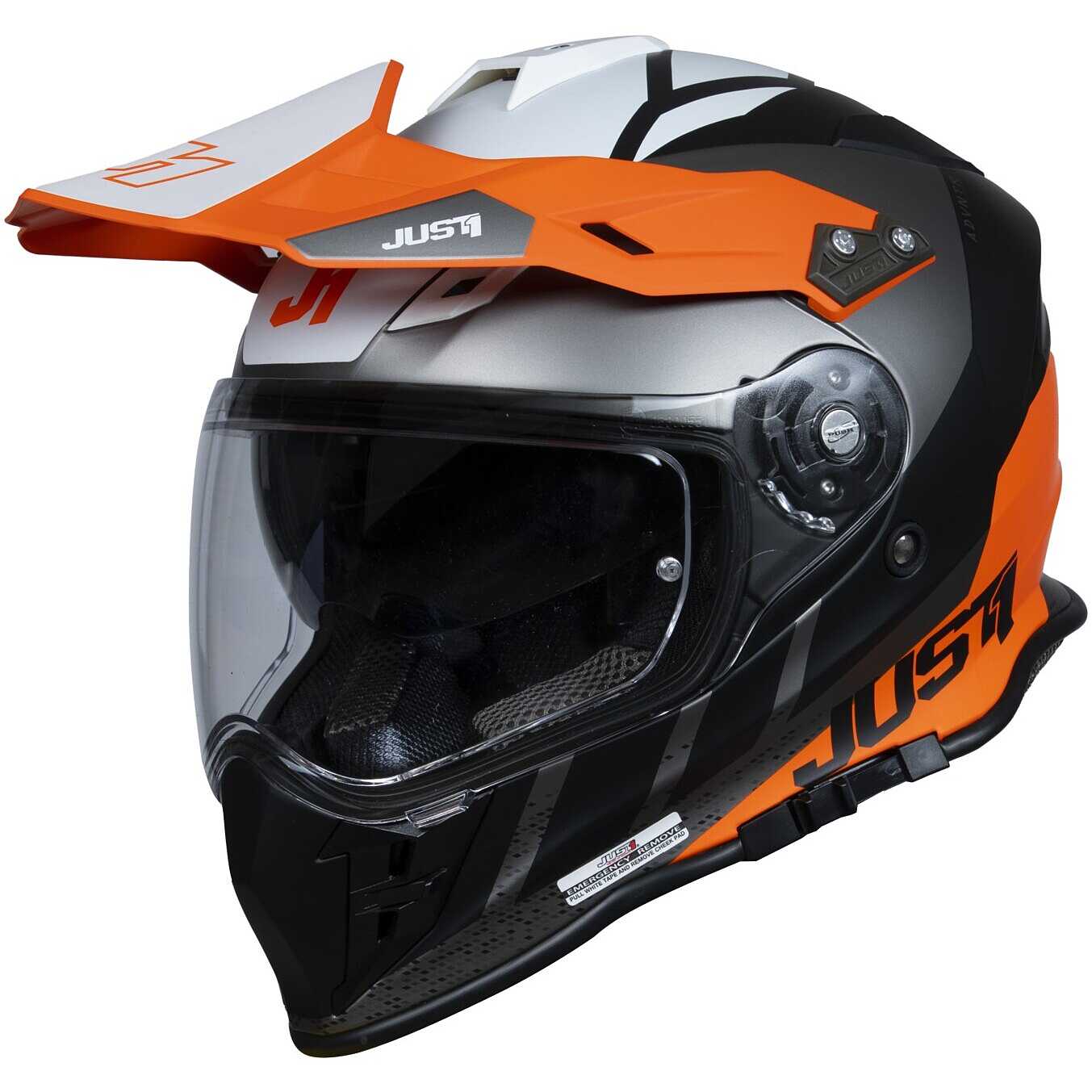 Casco adventure JUST1 J34 Pro Outerspace Arancione Orange Fluo helmet casque