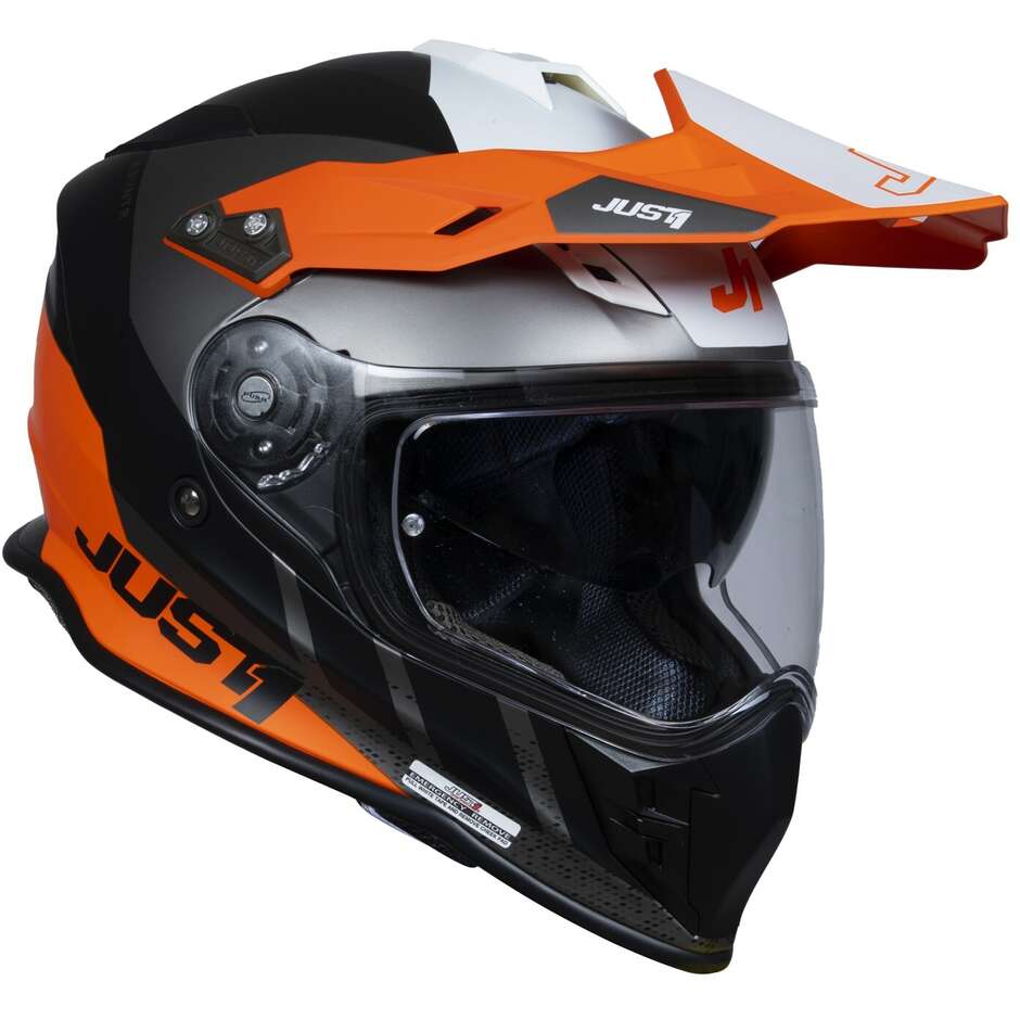 Casco adventure JUST1 J34 Pro Outerspace Arancione Orange Fluo helmet casque