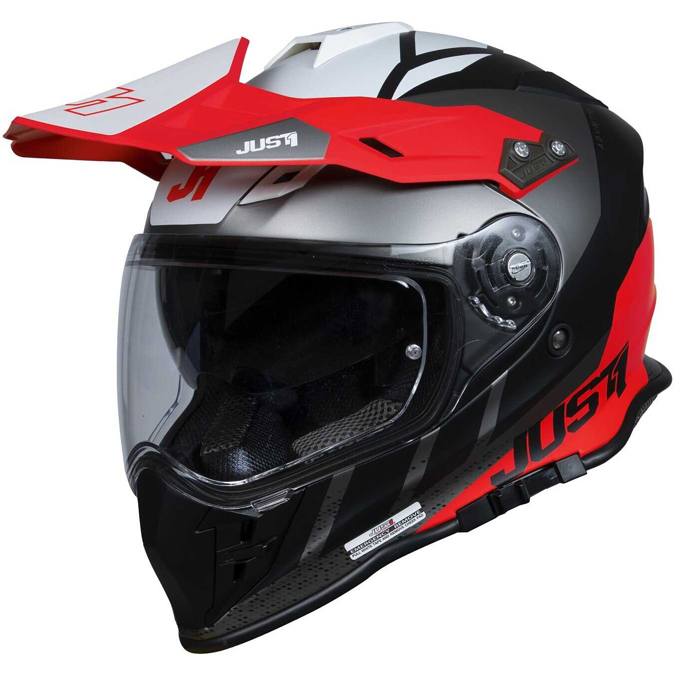 Casco adventure JUST1 J34 Pro Outerspace Rosso Red helmet casque