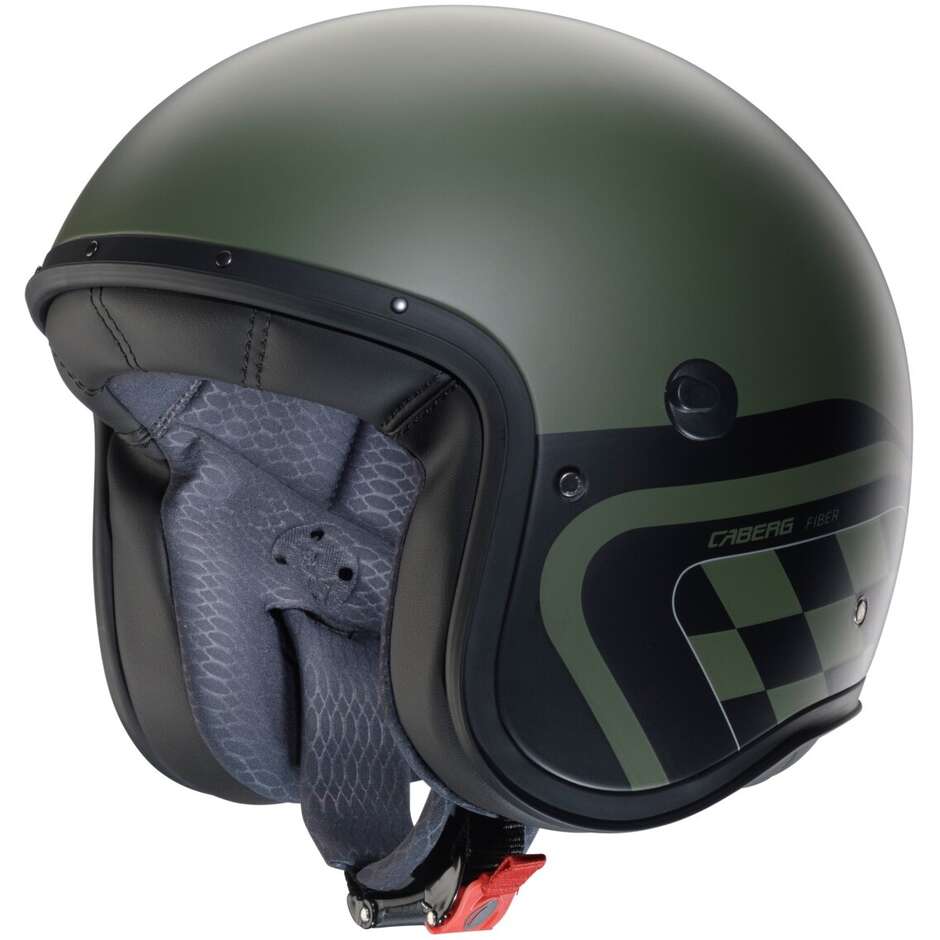 Casco jet fibra Vintage Caberg Freeride X Daytona verde matt military green scrambler custom cafe racer helmet