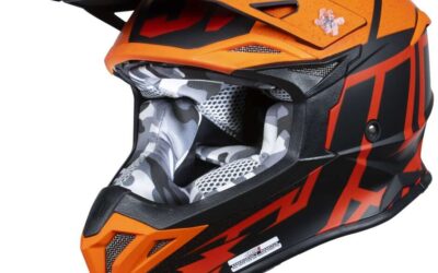 Casco cross JUST1 J39 POSEIDON FLUO ORANGE RED helmet casque